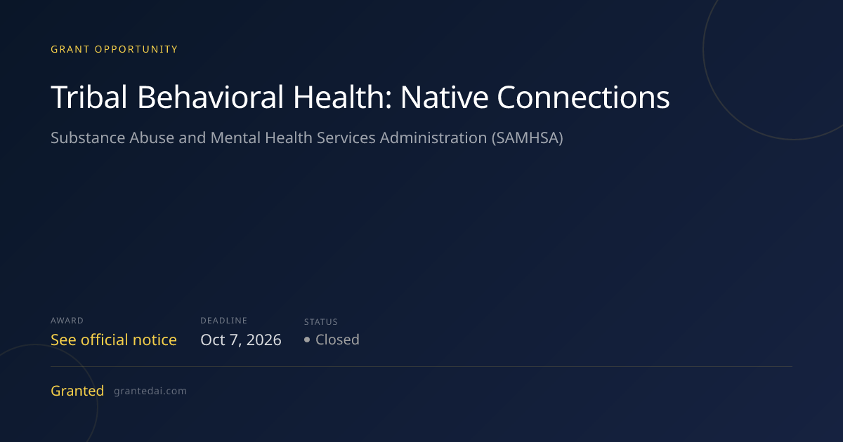 Tribal Behavioral Health: Native Connections (2025) | Granted AI