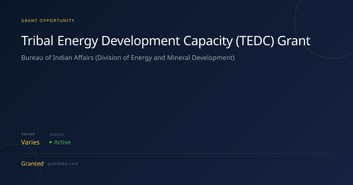 Tribal Energy Development Capacity (TEDC) Grant (2026) | Granted AI