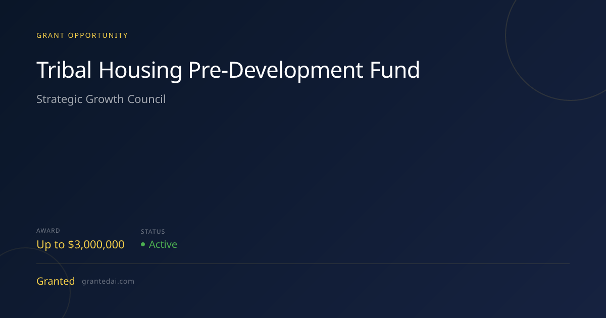 Tribal Housing Pre-Development Fund (2026) | Granted AI
