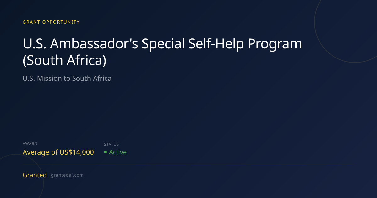 U.S. Ambassador's Special Self-Help Program (South Africa) (2026 ...
