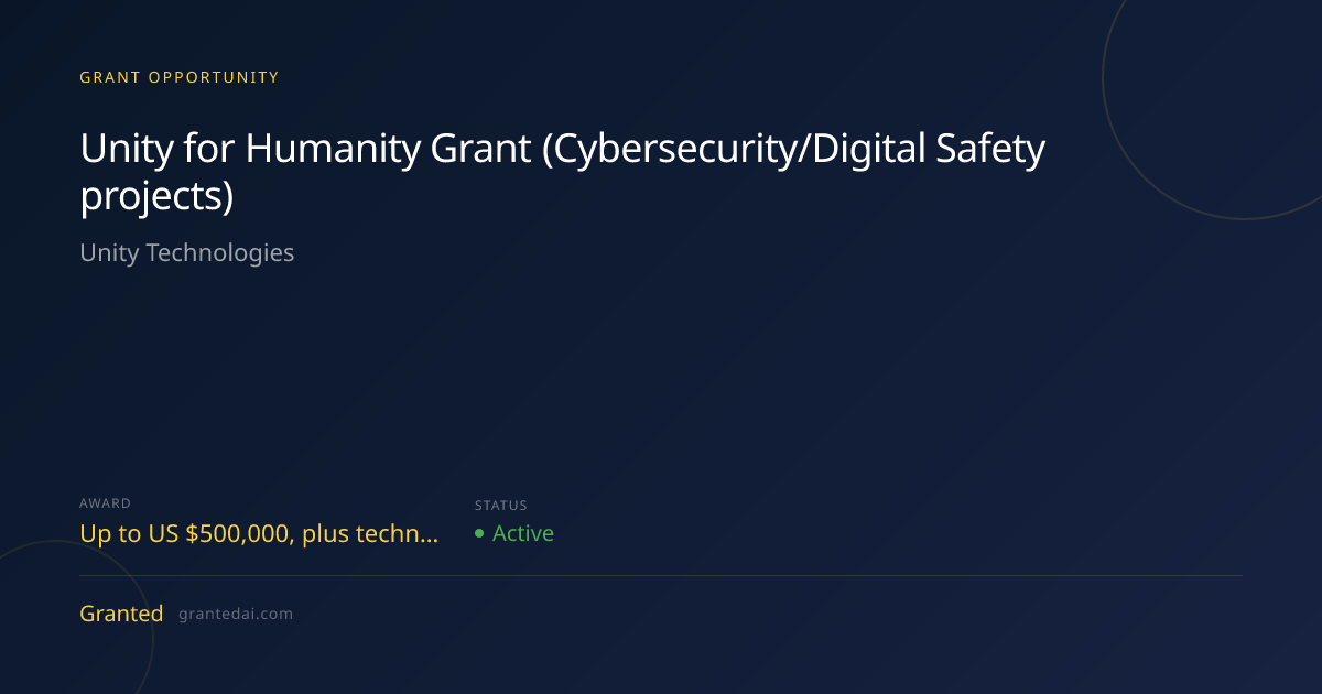 Unity for Humanity Grant (Cybersecurity/Digital Safety projects) (2026 ...
