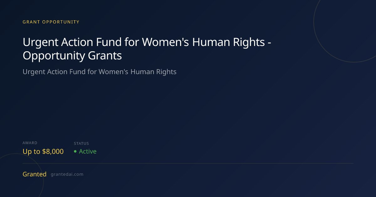 Urgent Action Fund for Women's Human Rights - Opportunity Grants (2026 ...