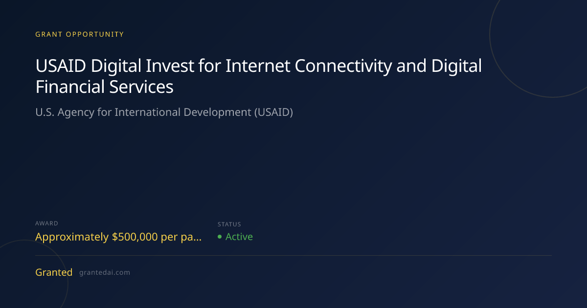 USAID Digital Invest for Internet Connectivity and Digital Financial ...