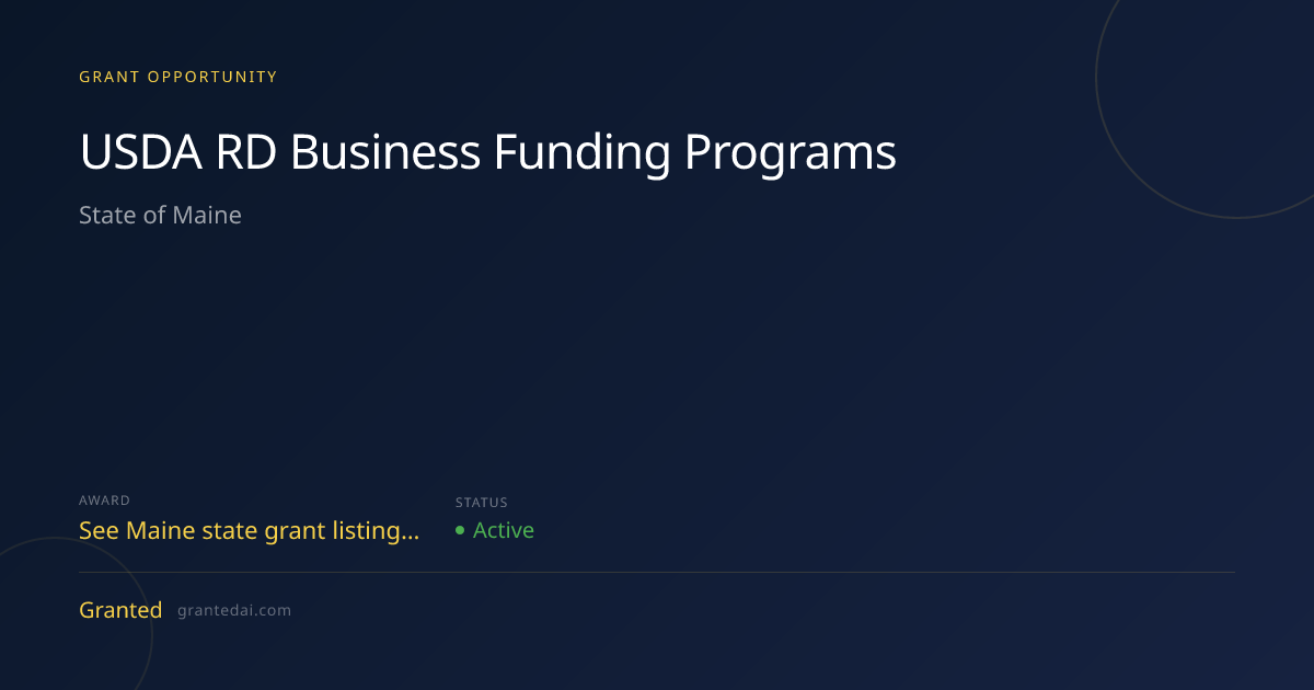 USDA RD Business Funding Programs (2026) | Granted AI