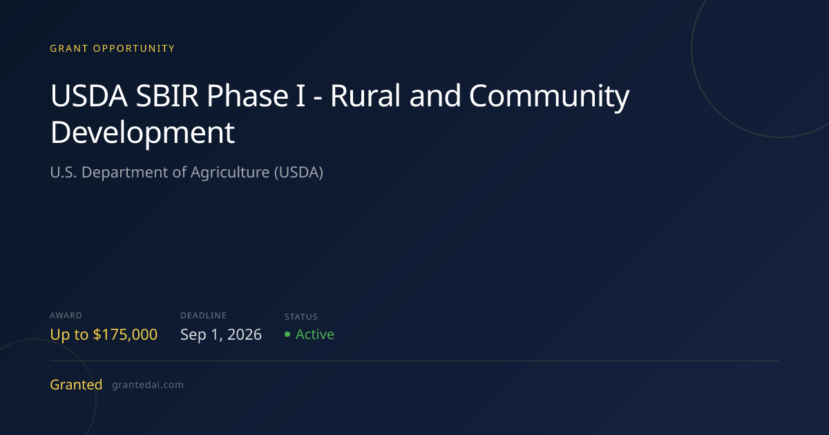 USDA SBIR Phase I - Rural and Community Development (2026) | Granted AI