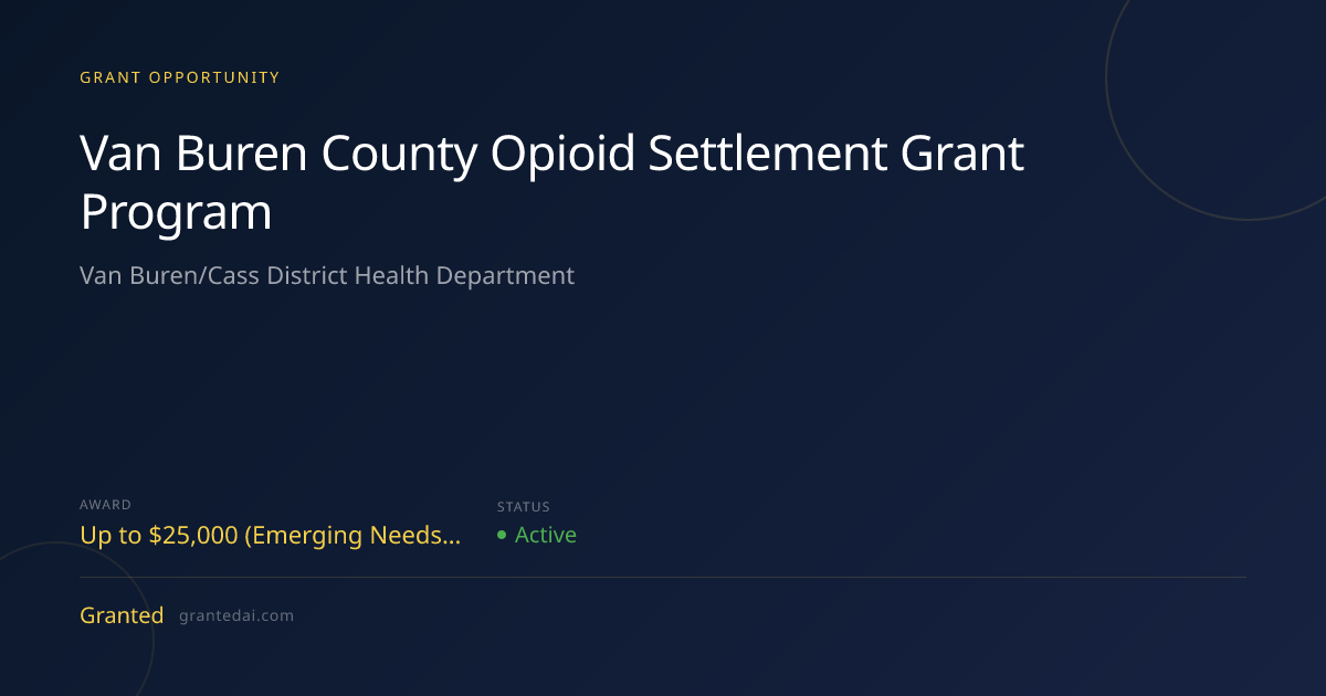 Van Buren County Opioid Settlement Grant Program (2026) | Granted AI