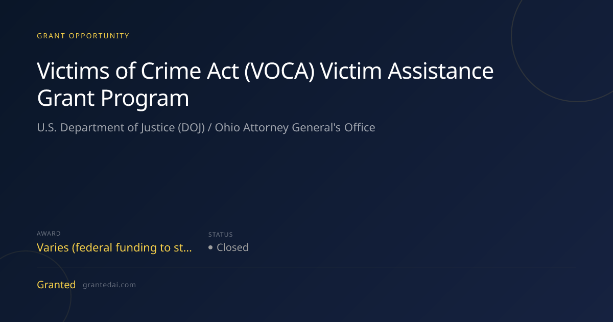 Victims of Crime Act (VOCA) Victim Assistance Grant Program (2026 ...