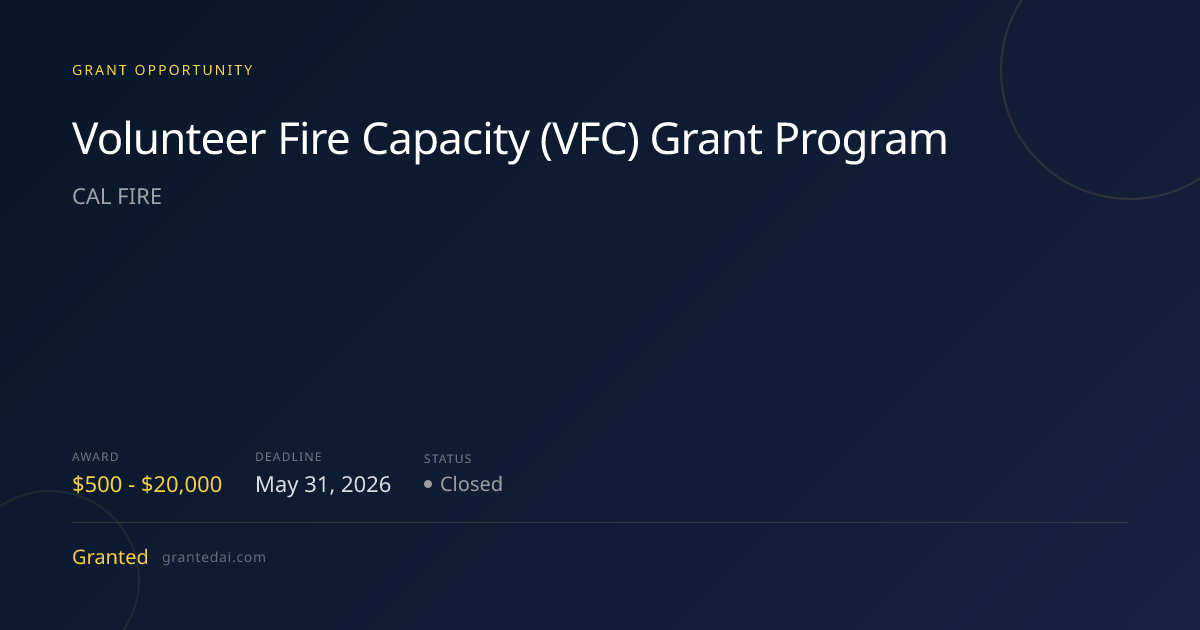 Volunteer Fire Capacity (VFC) Grant Program (2026) | Granted AI