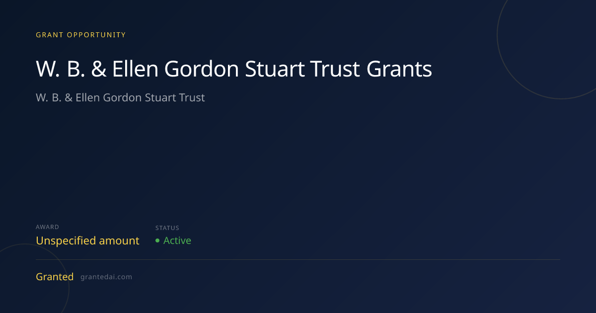 W. B. & Ellen Gordon Stuart Trust Grants (2026) | Granted AI