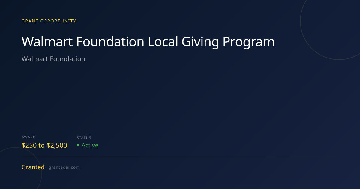 Walmart Foundation Local Giving Program (2026) | Granted AI
