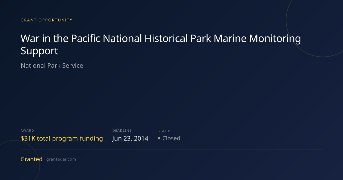 War in the Pacific National Historical Park Marine Monitoring Support ...
