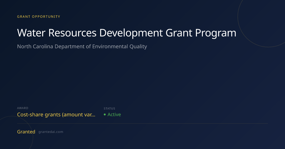 Water Resources Development Grant Program (2026) | Granted AI