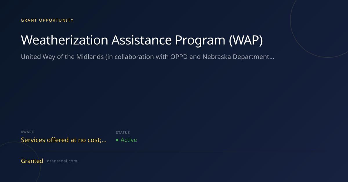 Weatherization Assistance Program (WAP) (2026) | Granted AI