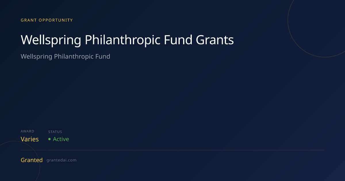 Wellspring Philanthropic Fund Grants (2026) | Granted AI