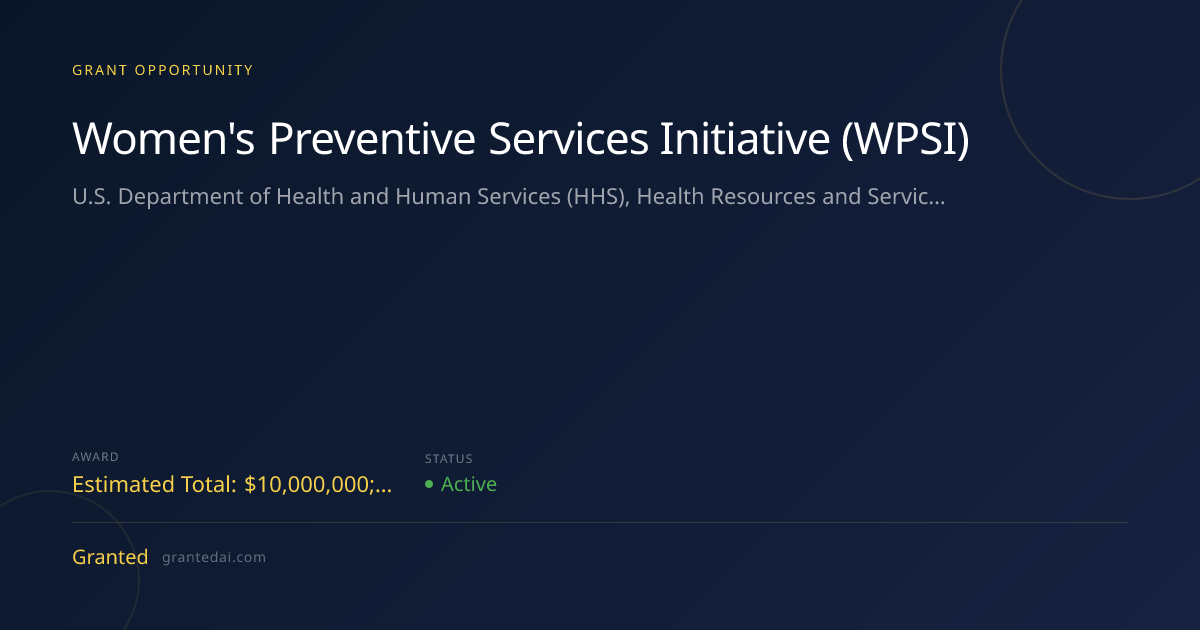 Women's Preventive Services Initiative (WPSI) (2026) | Granted AI