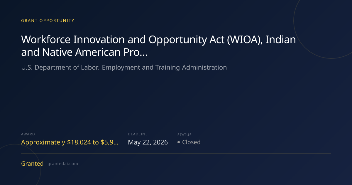 Workforce Innovation and Opportunity Act (WIOA), Indian and Native ...