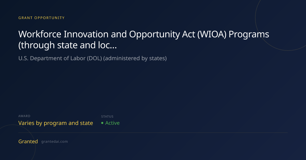 Workforce Innovation and Opportunity Act (WIOA) Programs (through state ...