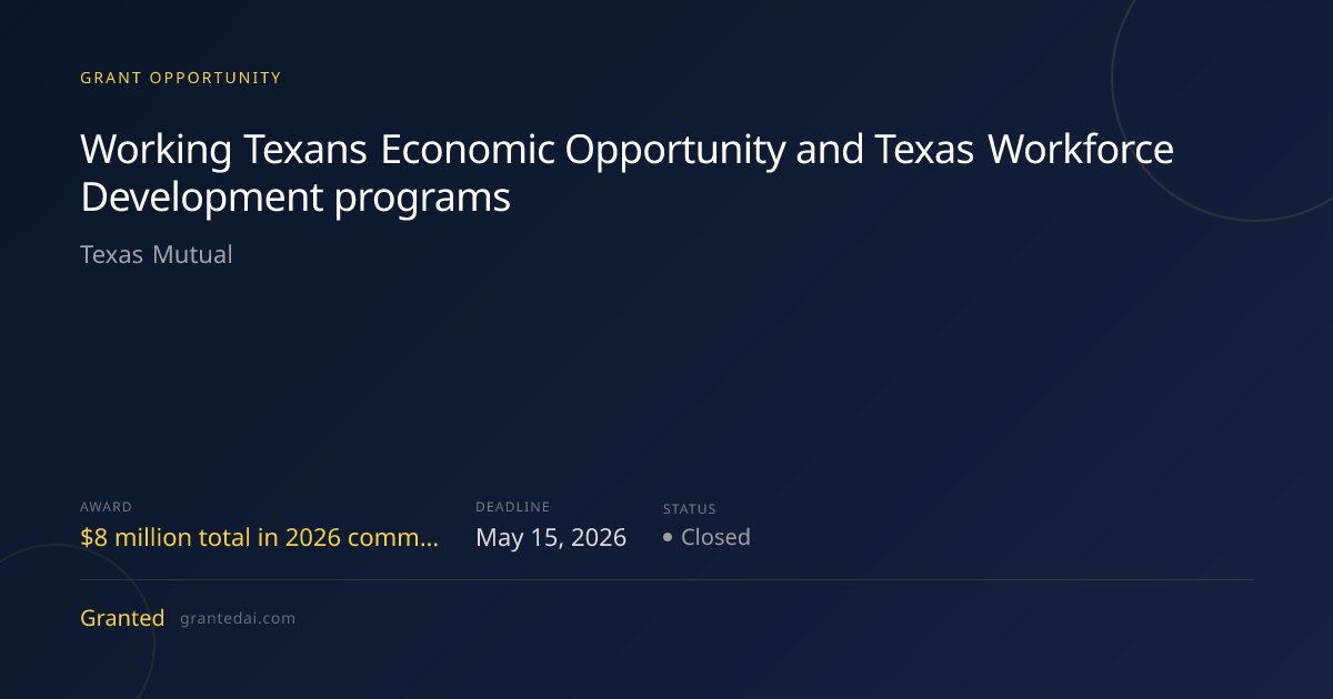 Working Texans Economic Opportunity and Texas Workforce Development ...