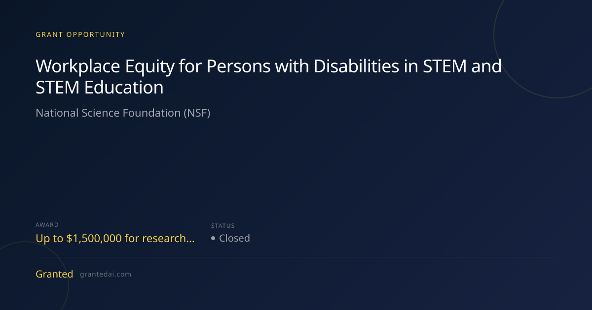 Workplace Equity for Persons with Disabilities in STEM and STEM ...