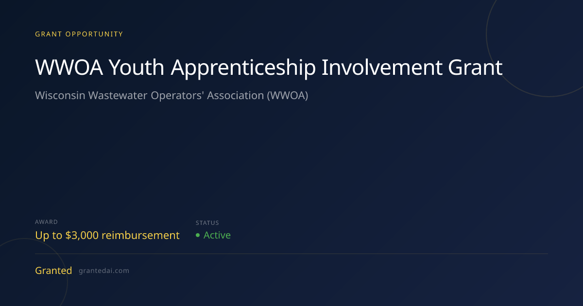 WWOA Youth Apprenticeship Involvement Grant (2026) | Granted AI