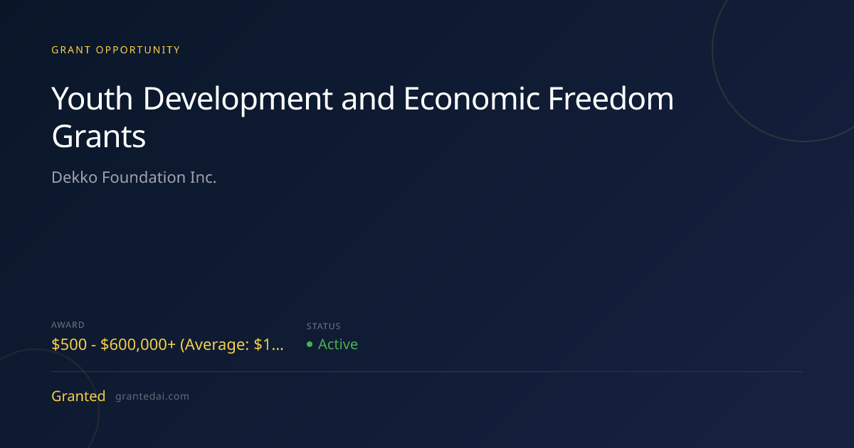 Youth Development and Economic Freedom Grants (2026) | Granted AI