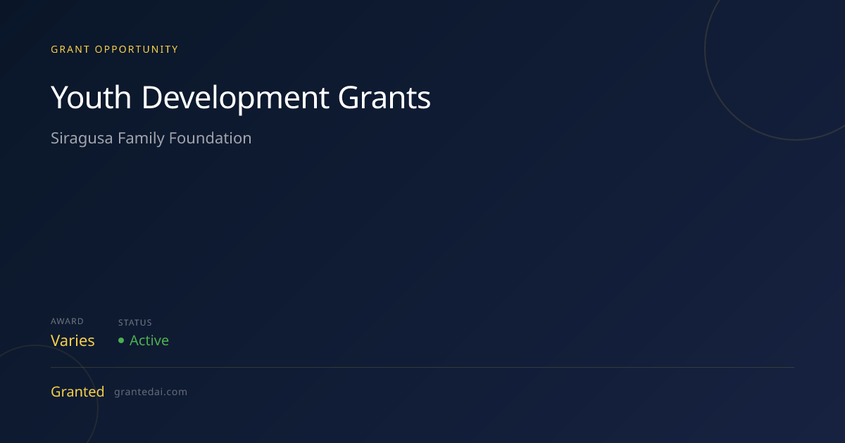 Youth Development Grants (2026) | Granted AI