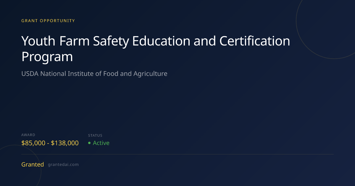 Youth Farm Safety Education and Certification Program (2026) | Granted AI