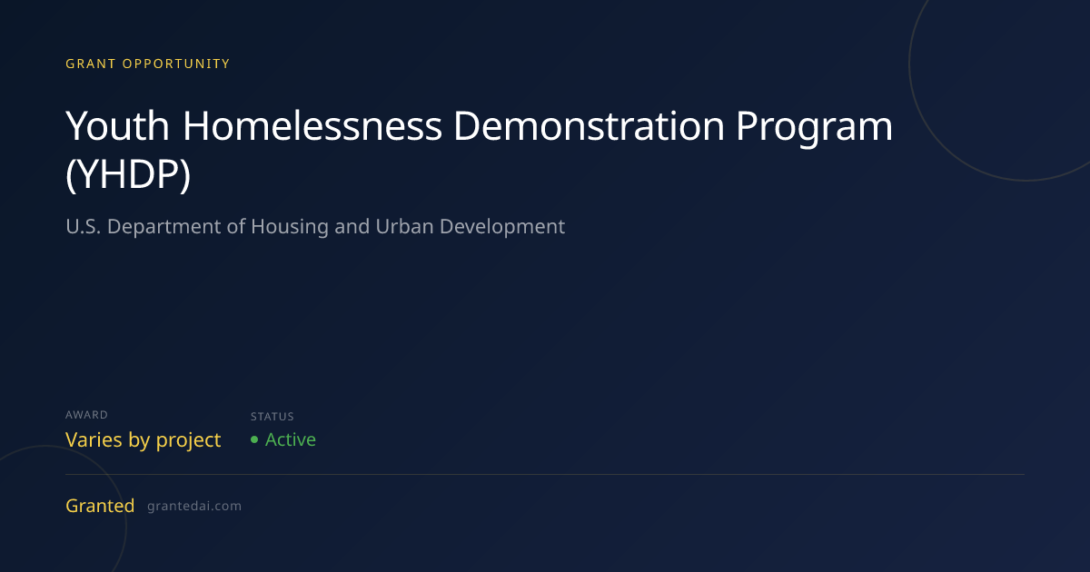 Youth Homelessness Demonstration Program (YHDP) (2026) | Granted AI